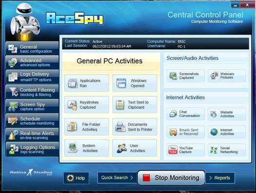 AceSpy Main Interface