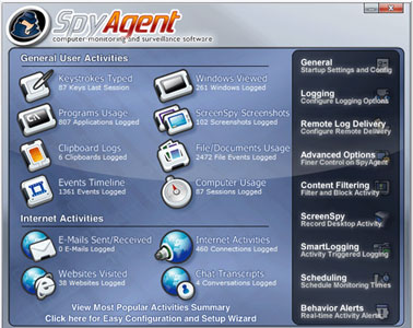 SpyAgent Main Screen