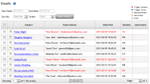 Stealth Genie Email Logs Feature